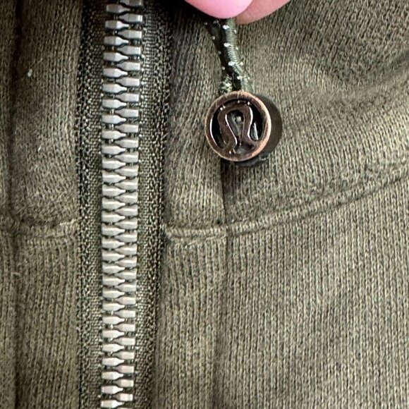 Lululemon‎ Scuba Hoodie Light Cotton Fleece Long Sleeve Full Zip Dark Olive Sz 8 - Picture 7 of 10